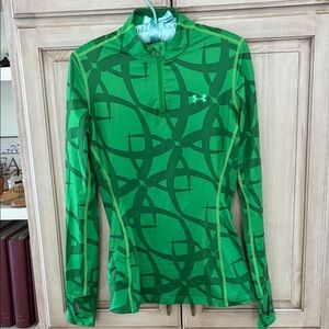 Under Armour Vibrant Green Geometric Long Sleeve Sz S fitted